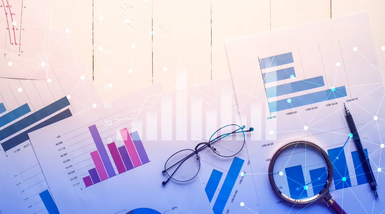 SEO performance analysis report with charts, graphs, and website analytics