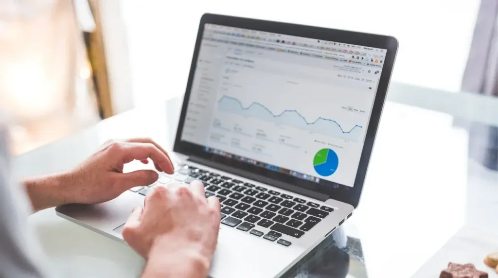Website SEO analytics dashboard displaying traffic and performance metrics